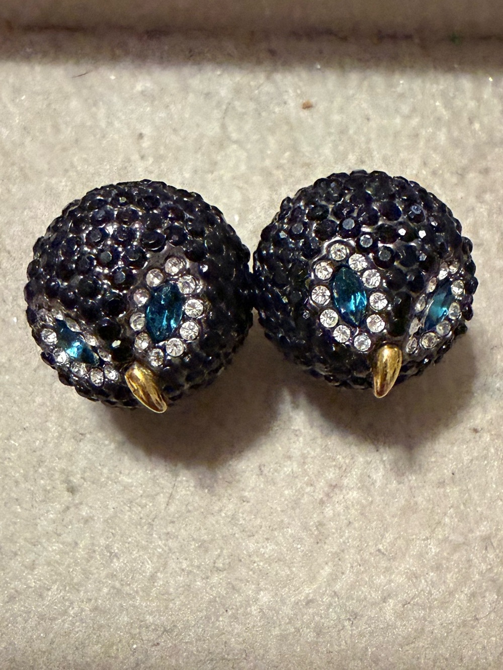Kate Spade Black Crystal Owl Stud Earrings